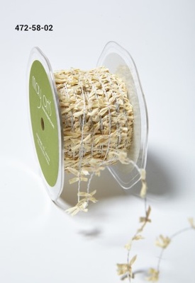 Лента - Wired String w/ Mini Raffia Bows Natural - бежевый, ширина - 16 мм, длина 90 см