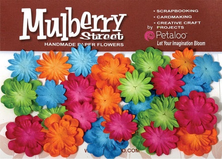 Набор цветов Petaloо - New Mini Mulb.Paper Delphiniums - Fush/Grn/Blu/Orng