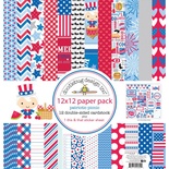 Набор кардстока от Doodlebug Cardstock - patriotic picnic, двусторонний, 30,5 x 30,5 см
