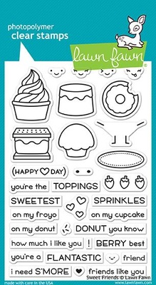Штампы и ножи от Lawn Fawn - Sweet Friends, 34 шт + 13 шт.