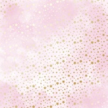 Аркуш одностороннього паперу з фольгуванням, дизайн Golden stars, Pink shabby water, 30,5см х 30,5см, ТМ Фабрика Декору