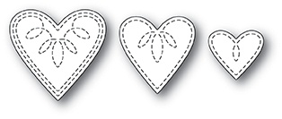 Нож для вырубки от Poppystamps - Petite Stitched Hearts craft die