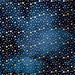 Лист односторонней бумаги с фольгированием Golden stars Night garden,ТМ Фабрика Декора