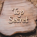 Деревянная вырубка от Вензелик - Надпись "Top Secret", 115x34 мм