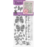 Набор наклеек-высечек HOTP - Butterfly Dazzles Silver, размер 10х23 см, 33 шт., цвет серебро.