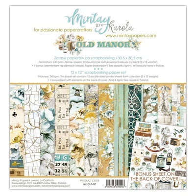 Набор скрапбумаги Mintay Papers by Karola - Old Manor, 30х30 см, 12 листов, двусторонняя