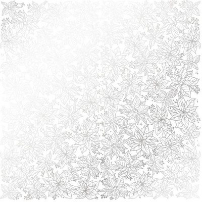 Лист односторонней бумаги с фольгированием Silver Poinsettia White, ТМ Fabrika Decoru