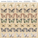 Лист двусторонней бумаги от Scrapmir - Бабочки - Nautical Graphic, 20х20см