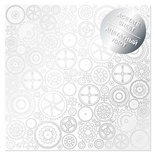 Ацетатный лист с фольгированием Silver Gears 30,5х30,5 см, ТМ Фабрика Декора