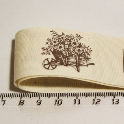 Лента от Thailand - Lovely Flower Print Cotton Ribbon Label String, 1 метр