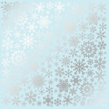 Аркуш одностороннього паперу зі срібним тисненням, дизайн Silver Snowflakes Blue, 30,5см х 30,5см, ТМ Фабрика Декору