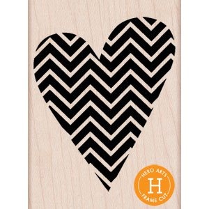 Резиновый штамп Hero Arts - Patterned Heart, на деревянном блоке