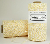 Хлопковый шнур от Divine Twine - Lemon, 1 мм, цвет желтый/белый, 1м