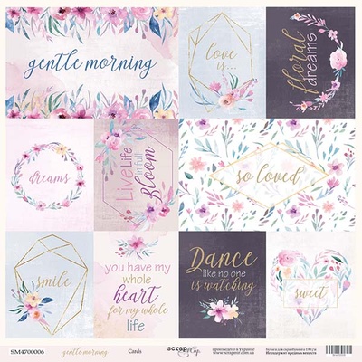 Лист односторонней бумаги от Scrapmir - Cards из коллекции Gentle Morning, 30x30 см