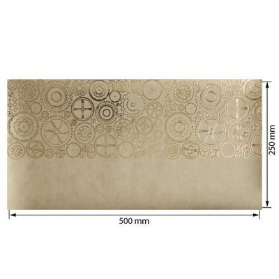 Отрез кожзама с тиснением  золотой фольгой Golden Gears Beige 50 х 25 см, ТМ Фабрика Декора