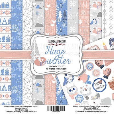 Набор скрапбумаги - Huge Winter, 30,5x30,5 см, ТМ Фабрика Декора