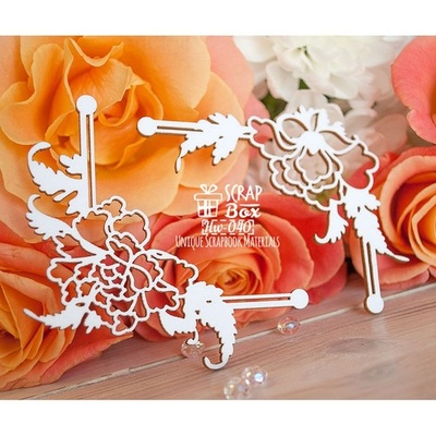 Чипборд ScrapBox - Уголки с японскими розами Hw-040