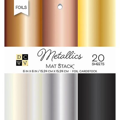 Набор фольгированного кардстока от DCWV - Metallics Foil Solid, 15х15 см, 6 цветов, 20 листов