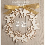 Чипборд ScrapBox - Новогодний венок с остролистом и омелой Hh-031