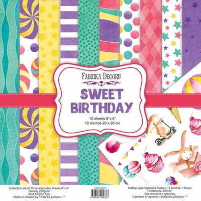 Набор скрапбумаги Sweet Birthday 20x20см, TM Fabrika Decoru