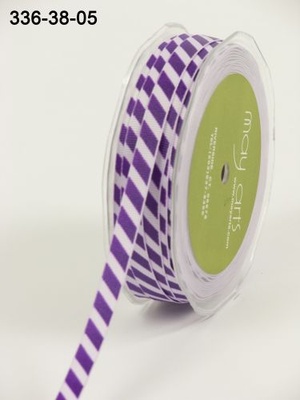 Лента GROSGRAIN /DIAGONAL STRIPES, цвет LIGHT PURPLE/PURPLE,  ширина 9,5мм, длина 90см