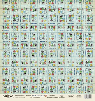 Лист односторонней скрапбумаги  от Mona Design - Рисование - Школьная пора, 30,5 х 30,5 см