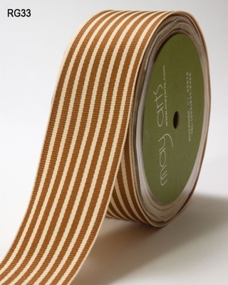 Лента Grain and Ivory stripes, цвет коричневый/бежевый, ширина 3,8 см, длина 90 см