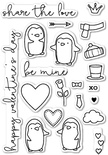 Штампы от Poppystamps - Be Mine Penguins clear stamp set