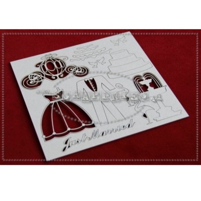 Чипборд Scrapiniec - Свадебный набор Just Married, 17 элементов