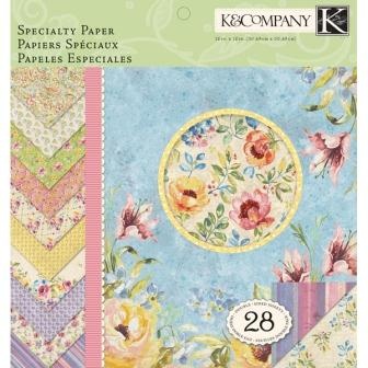 Набор бумаги от K&Company - "Нежный букет (спец.эффекты)", размер: 31х31 см, 14 листов