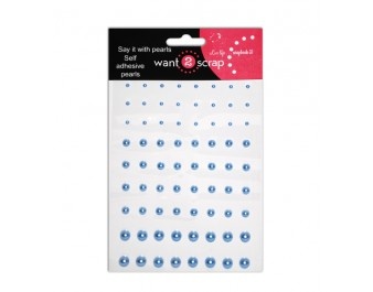 Клеевые полужемчужинки Want2Scrap - Pearls - Light Blue, 72 штуки