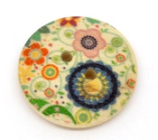 Деревянная пуговица Multicolor Flower B10665, диаметр 23 мм, 1 шт.