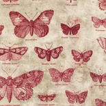 Ткань 100% хлопок - Tim Holtz Eclectic - Butterflies-Red, 45х55 см