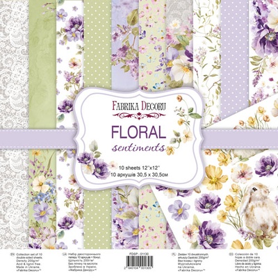 Набір паперу для скрапбукінгу Floral Sentiments 30.5x30.5см, 10 аркушів, ТМ Фабрика Декору