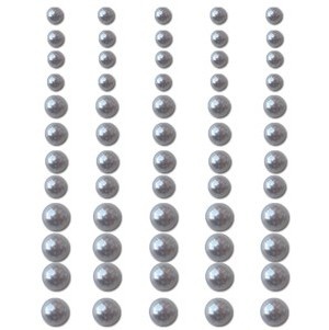 Половинки жемчужин на клеевой основе Queen & Co - Pearls Silver, 60 штук