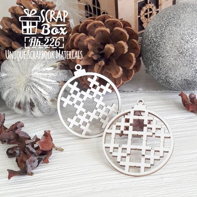Чипборд ScrapBox - Две елочные игрушки рисунок Крестики Hh-226
