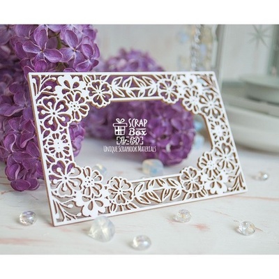 Чипборд ScrapBox - Прямоугольная рамка с цветами Hr-150
