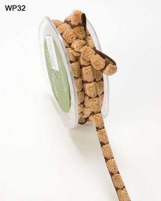 Лента CHENILLE/CENTER DOT, цвет BROWN/ANTIQUE GOLD, ширина 9,5мм, длина 90см