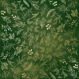 Аркуш одностороннього паперу з фольгуванням, дизайн Golden Branches, color Green aquarelle, 30,5см х 30,5см, ТМ Фабрика Декору