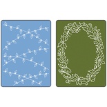 Папки для тиснения Sizzix Textured Impressions A6 Embossing Folders 2/Pkg Christmas Lights & Holly - 2 шт.