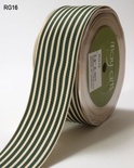 Лента Ggrain/ivory Stripes, цвет зеленый/белый, ширина 38 мм, длина 90 см