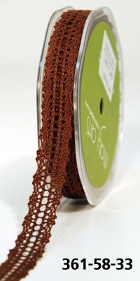 Вязаное кружево Brown, ширина 1,6см, длина 90 см, цвет коричневый