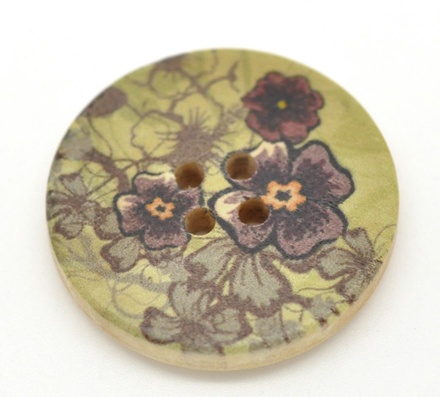 Деревянная пуговица Green Flower B15110, диаметр 30 мм, 1 шт.
