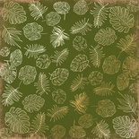 Лист односторонней бумаги с фольгированием Golden Tropical Leaves Botany summer 1,ТМ Фабрика Декора