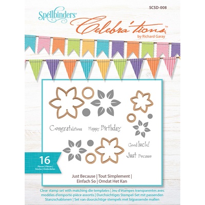 Набор ножей со штампами от Spellbinders – Just Because, Celebra’tions™, цветы и надписи