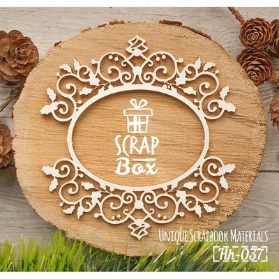 Чипборд ScrapBox - Ажурная новогодняя рамка с остролистом Hh-037