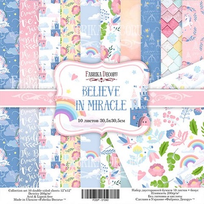Набор скрапбумаги - Believe in miracle, 30,5x30,5 см, Фабрика Декора