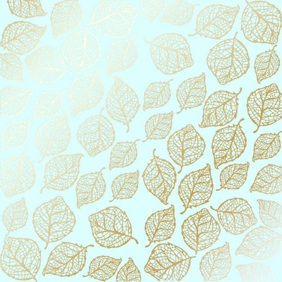 Лист односторонней бумаги с фольгированием Golden Delicate Leaves Mint, ТМ Фабрика Декора