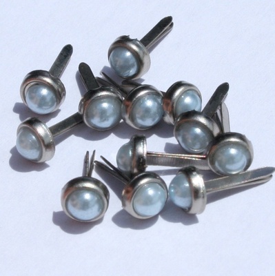 Набор брадсов Eyelet Outlet - Pearl Brads Blue/Silver, цвет светло-голубой, 5 мм, 10 штук