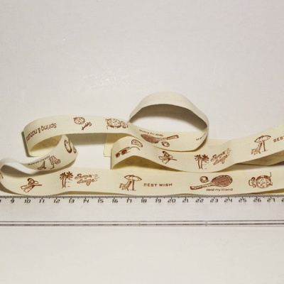 Лента от Thailand - Spring Nature Key Print Cotton Ribbon Label String, 1 метр